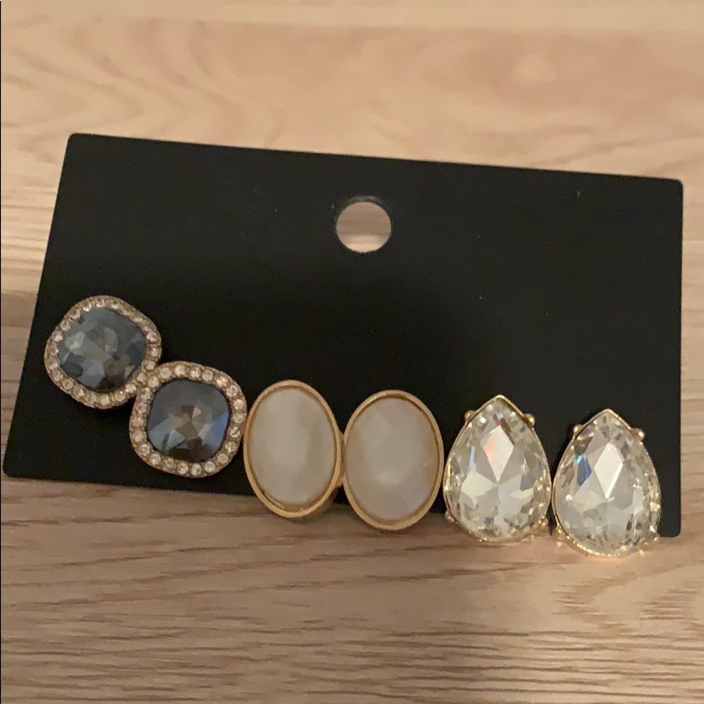 3 Pack of gem colored earrings.